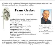 Traueranzeige Franz Gruber
