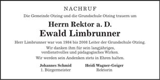 Traueranzeige Ewald Limbrunner