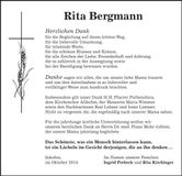 Traueranzeige Rita Bergmann