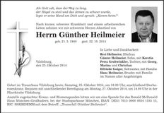 Traueranzeige Günther Heilmeier