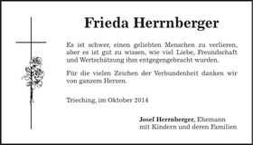 Traueranzeige Frieda Herrnberger