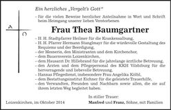 Traueranzeige Thea Baumgartner