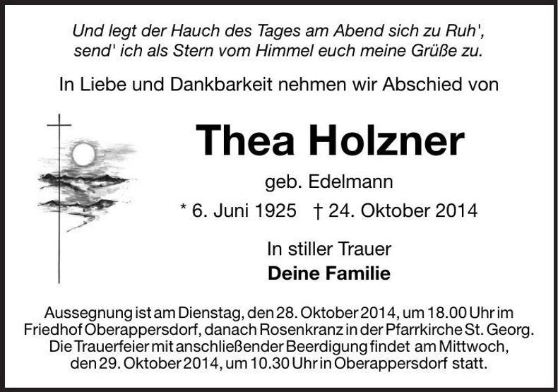 Traueranzeige Thea Holzner
