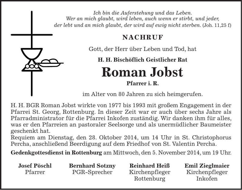 Traueranzeige Roman H. H. Jobst