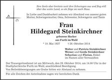 Traueranzeige Hildegard Steinkirchner
