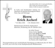 Traueranzeige Erich Ascherl