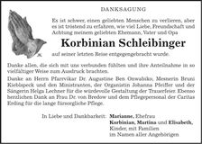 Traueranzeige Korbinian Schleibinger