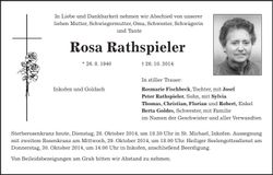 Traueranzeige Rosa Rathspieler