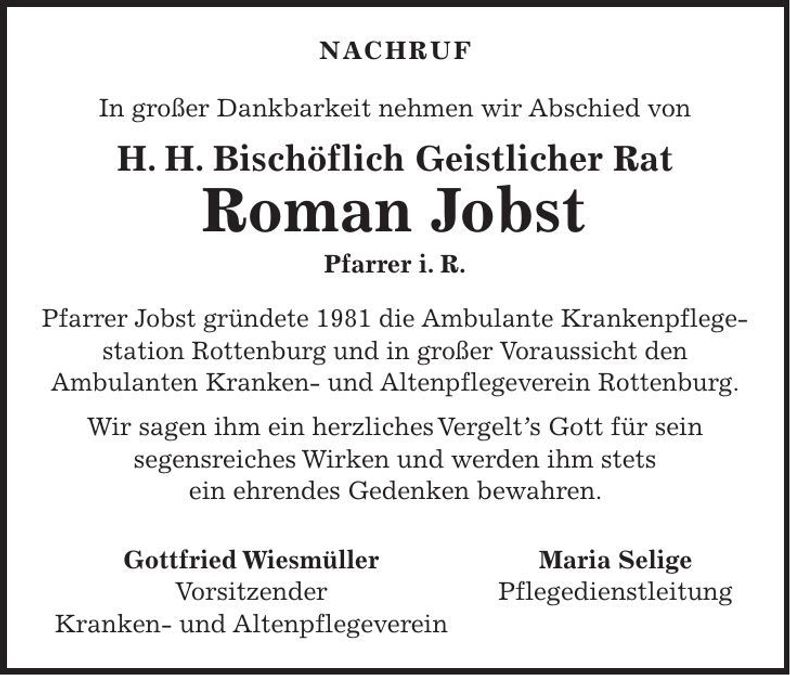 Traueranzeige Roman Jobst
