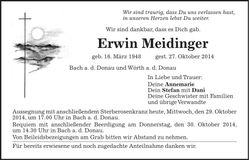 Traueranzeige Erwin Meidinger