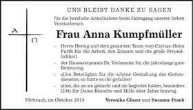 Traueranzeige Anna Kumpfmüller