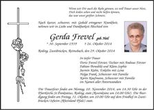 Traueranzeige Gerda Frevel