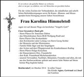 Traueranzeige Karolina Himmelstoß