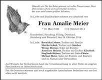 Traueranzeige Amalie Meier