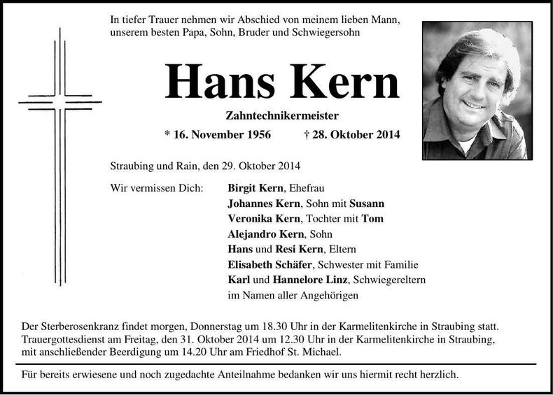 Traueranzeige Hans Kern