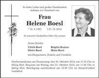Traueranzeige Helene Boesl