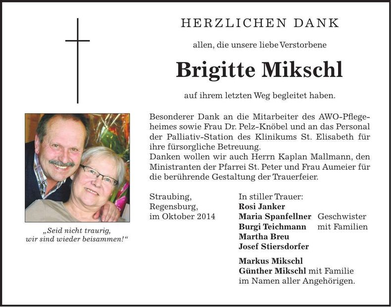 Traueranzeige Brigitte Mikschl