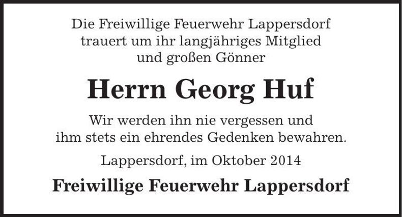 Traueranzeige Georg Huf
