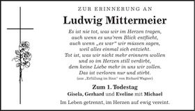 Traueranzeige Ludwig Mittermeier