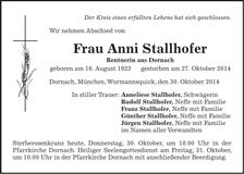 Traueranzeige Anni Stallhofer