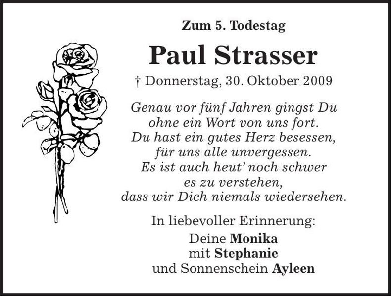 Traueranzeige Paul Strasser