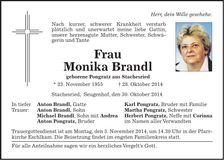 Traueranzeige Monika Brandl