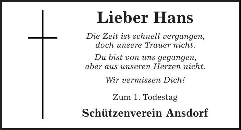 Traueranzeige Hans 