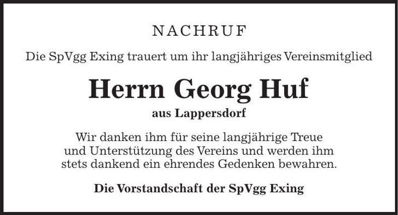 Traueranzeige Georg Huf