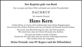 Traueranzeige Hans Kern