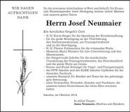 Traueranzeige Josef Neumaier