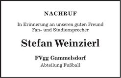 Traueranzeige Stefan Weinzierl