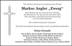 Traueranzeige Markus Angler