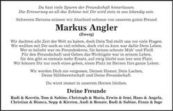 Traueranzeige Markus Angler