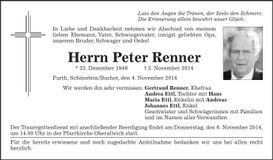 Traueranzeige Peter Renner