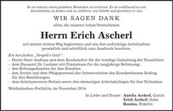 Traueranzeige Erich Ascherl