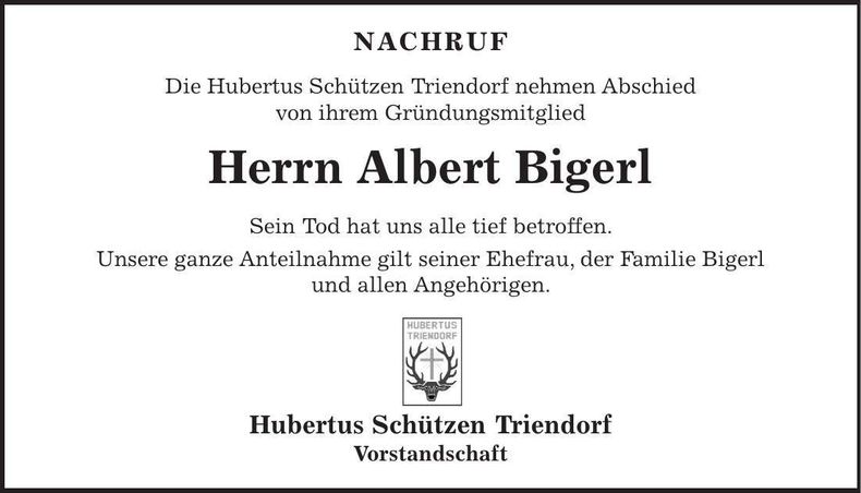 Traueranzeige Albert Bigerl