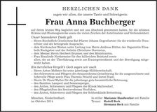 Traueranzeige Anna Buchberger