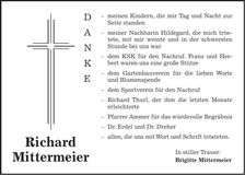 Traueranzeige Richard Mittermeier
