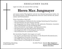 Traueranzeige Max Jungmayer