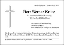 Traueranzeige Werner Kruse
