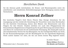 Traueranzeige Konrad Zellner