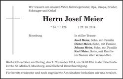Traueranzeige Josef Meier