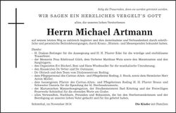 Traueranzeige Michael Artmann