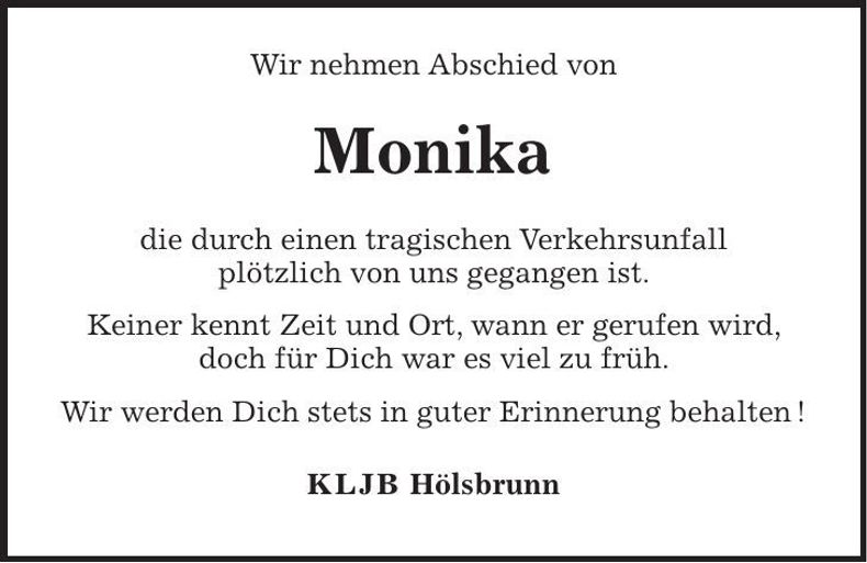 Traueranzeige Monika Breitenwinkler