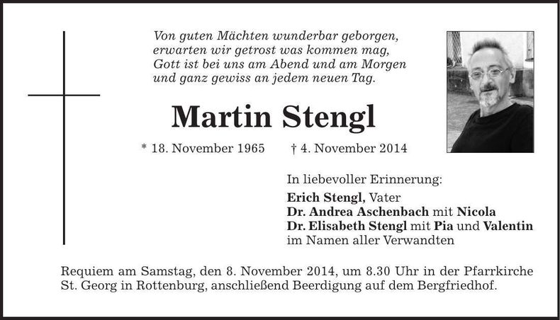 Traueranzeige Martin Stengl