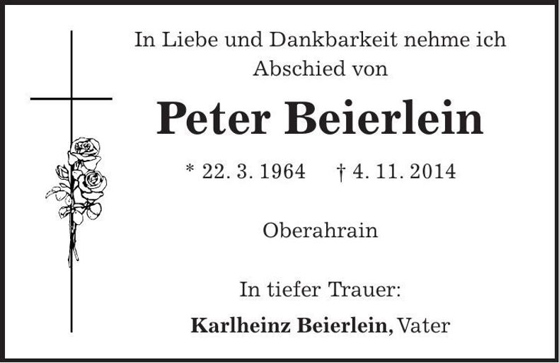 Traueranzeige Peter Beierlein