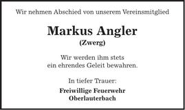 Traueranzeige Markus Angler