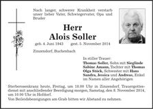 Traueranzeige Thomas Soller
