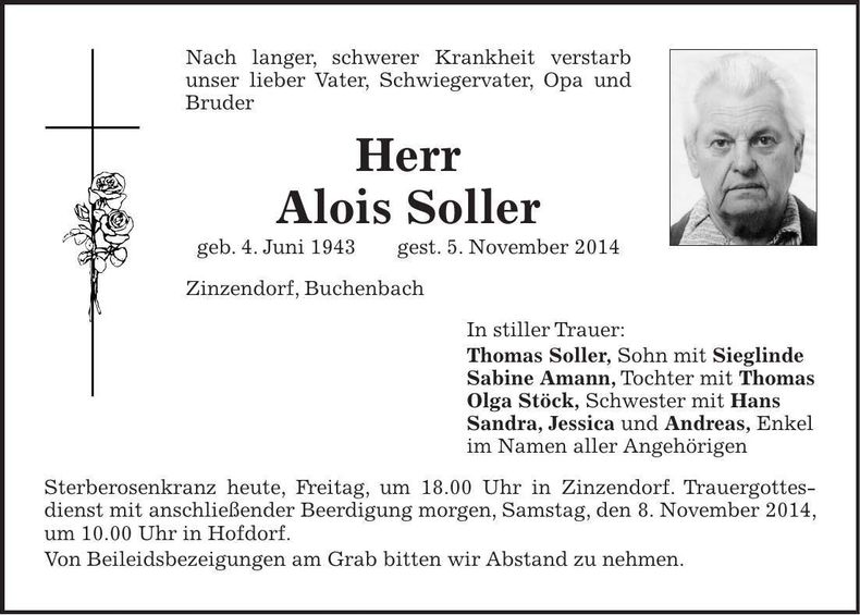 Traueranzeige Thomas Soller