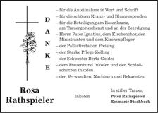 Traueranzeige Rosa Rathspieler